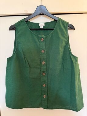 J. Crew Forest Green Button-Front Sleeveless Tank